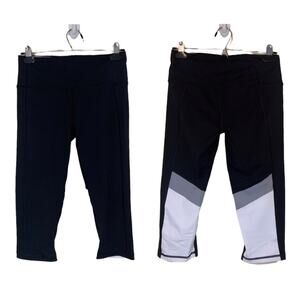 Victoria’s Secret Sport Black White Gray Capri Leggings Womens Size Small